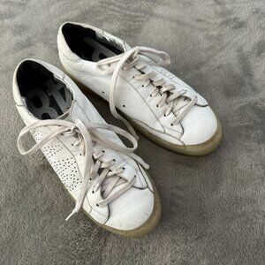 P448 White Leather Lace Up Sneakers Shoes Women's size 38 US 7.5